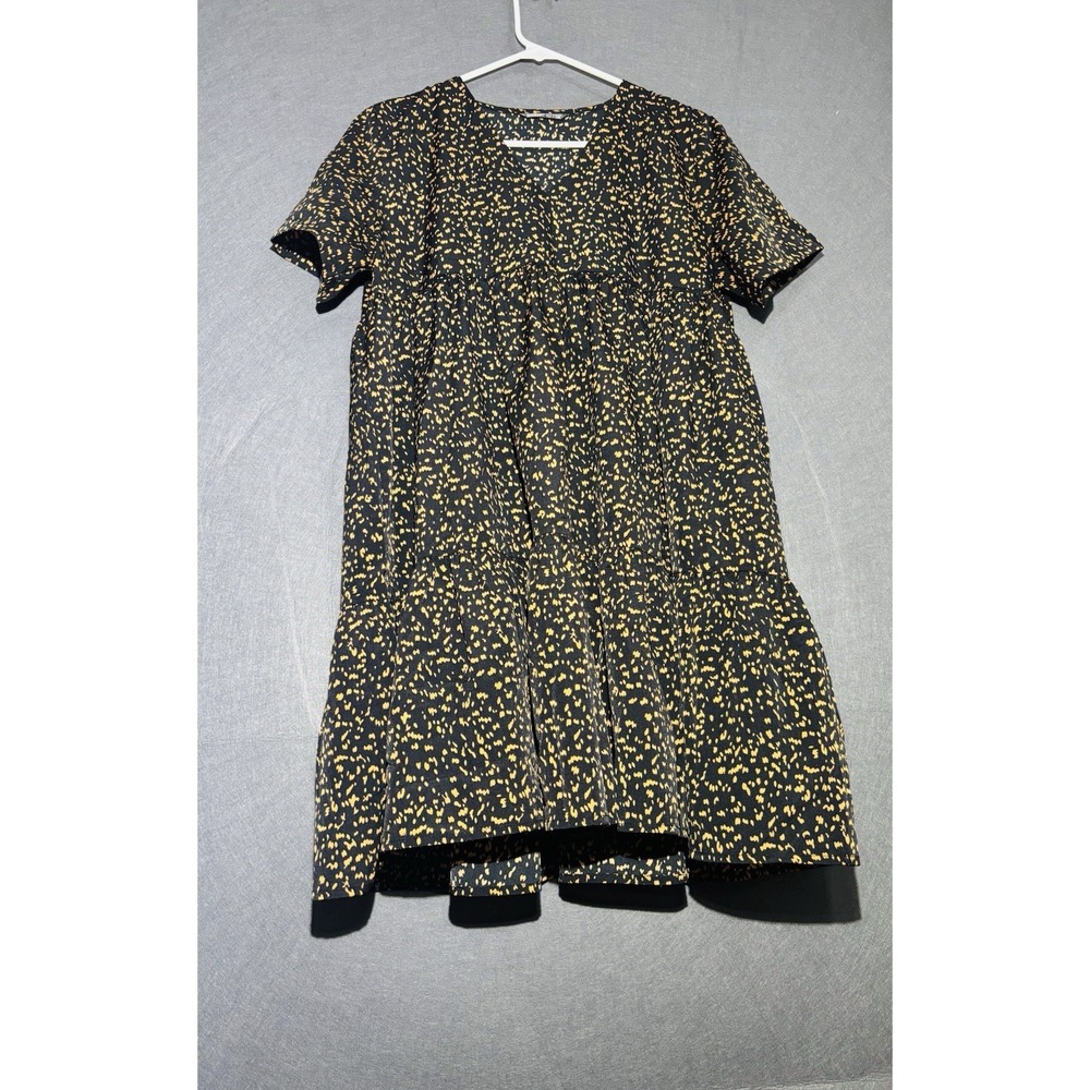Shein Dress Women's M Black and Tan Leopard Print Patterns V-Neck Short Sleeve - Picture 4 of 16